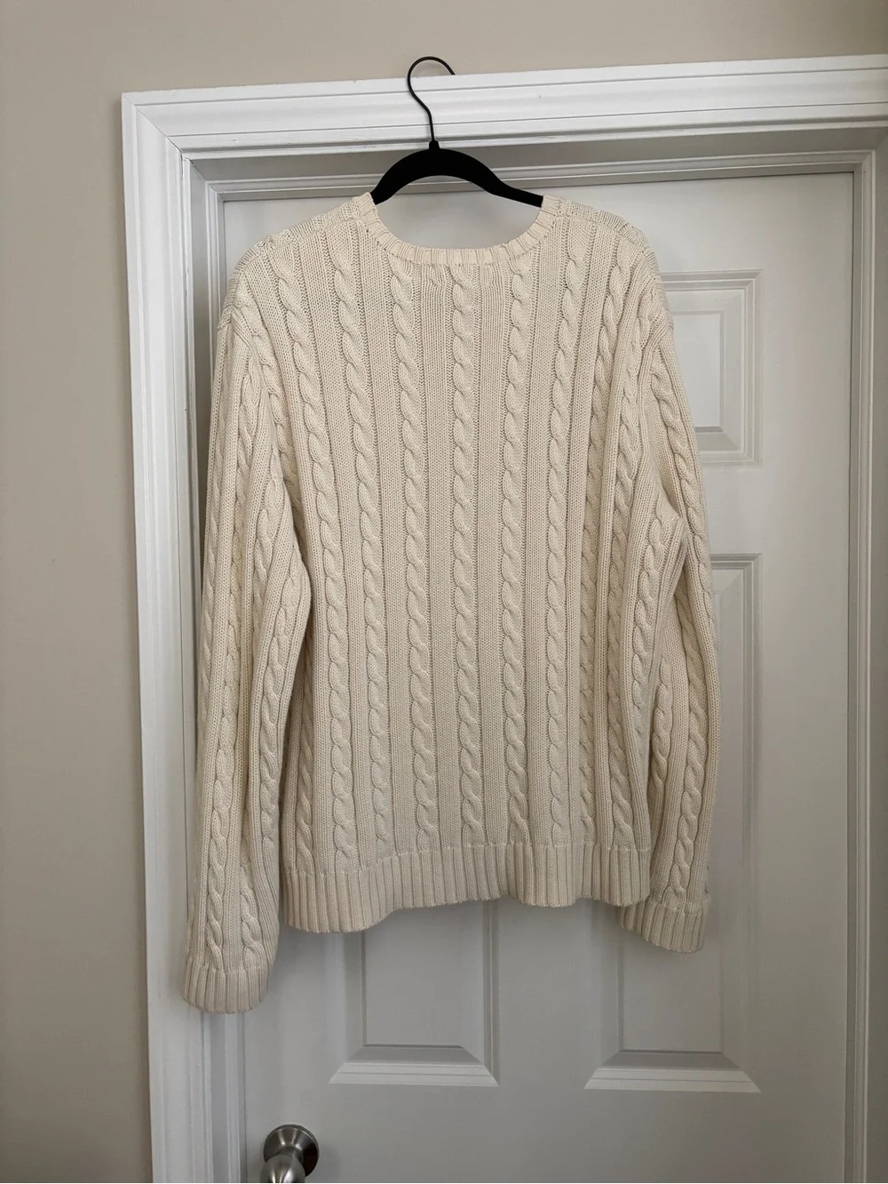 J Crew Vintage Cream Cable knit Crewneck Sweater Men’s Large Oversized Sweater